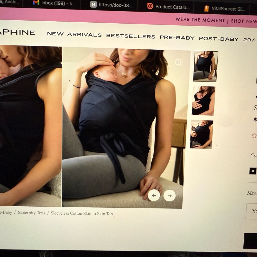 Seraphine Black khaki Maternity Top tank top and 3 quarter 3 available winifred